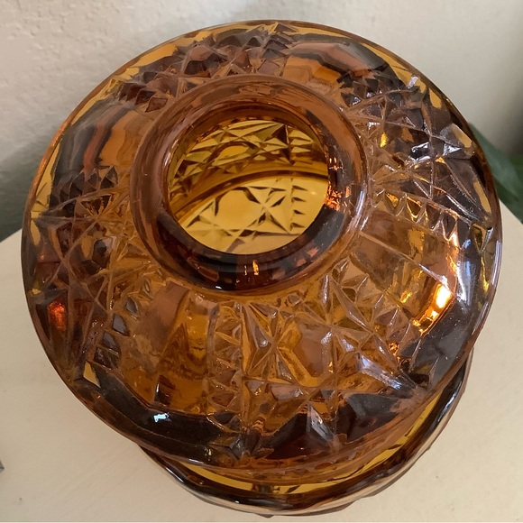 Indiana Glass Stars & Bars Amber Fairy Lamp - Picture 3 of 7